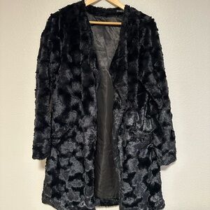 Black faux fur jacket